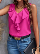 Ruffled V-Neck Tank - Charming Charlie
