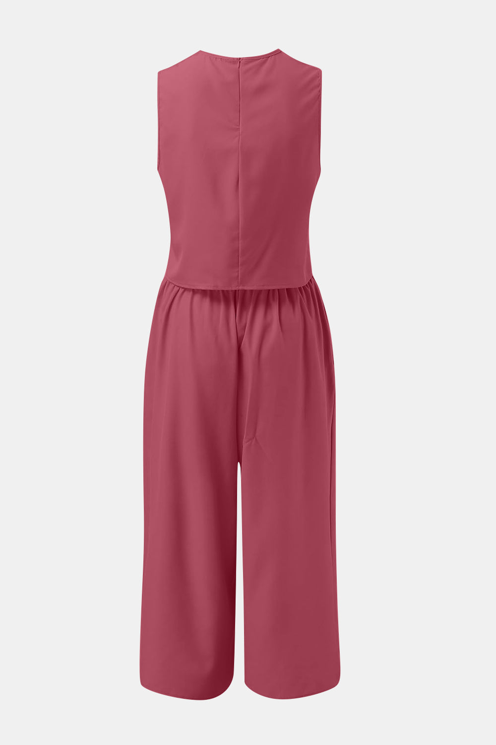 Round Neck Top and Wide Leg Pants Set - Charming Charlie
