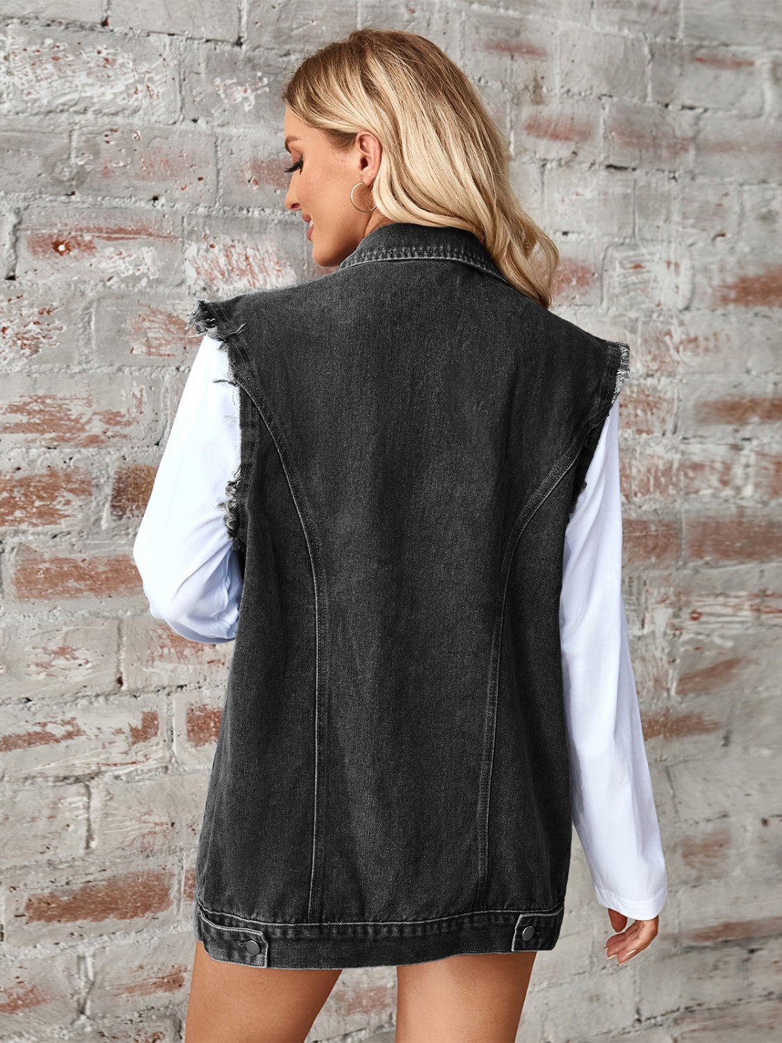Button Up Denim Jacket with Chest Pockets main image 1