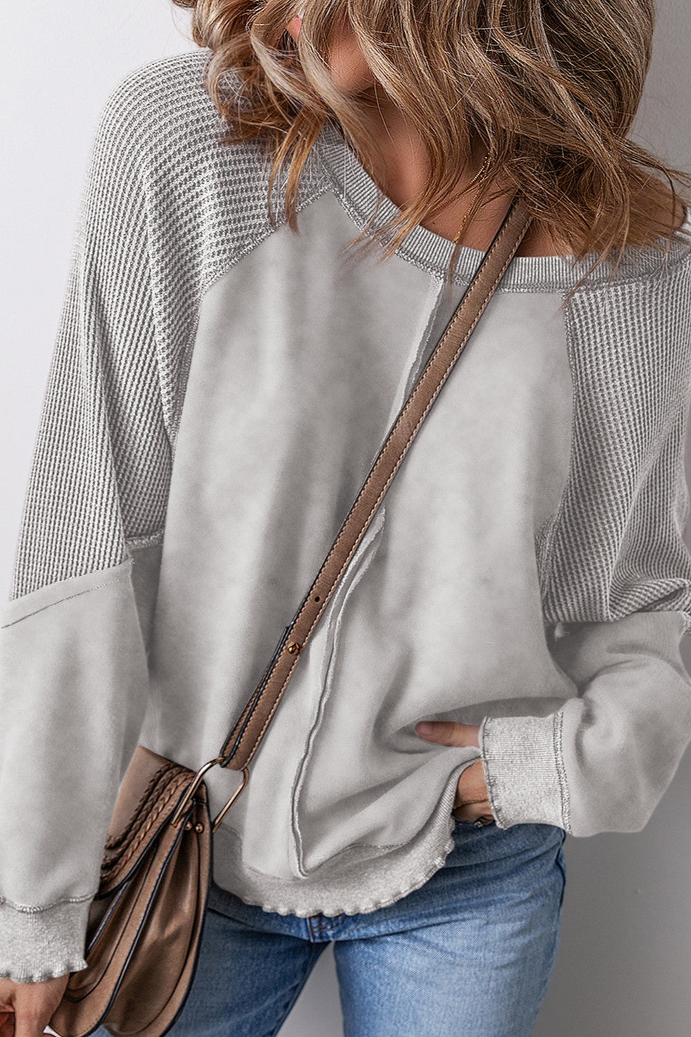 Exposed Seam Long Sleeve Sweatshirt - Charming Charlie