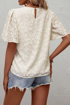 Round Neck Half Sleeve Blouse - Charming Charlie