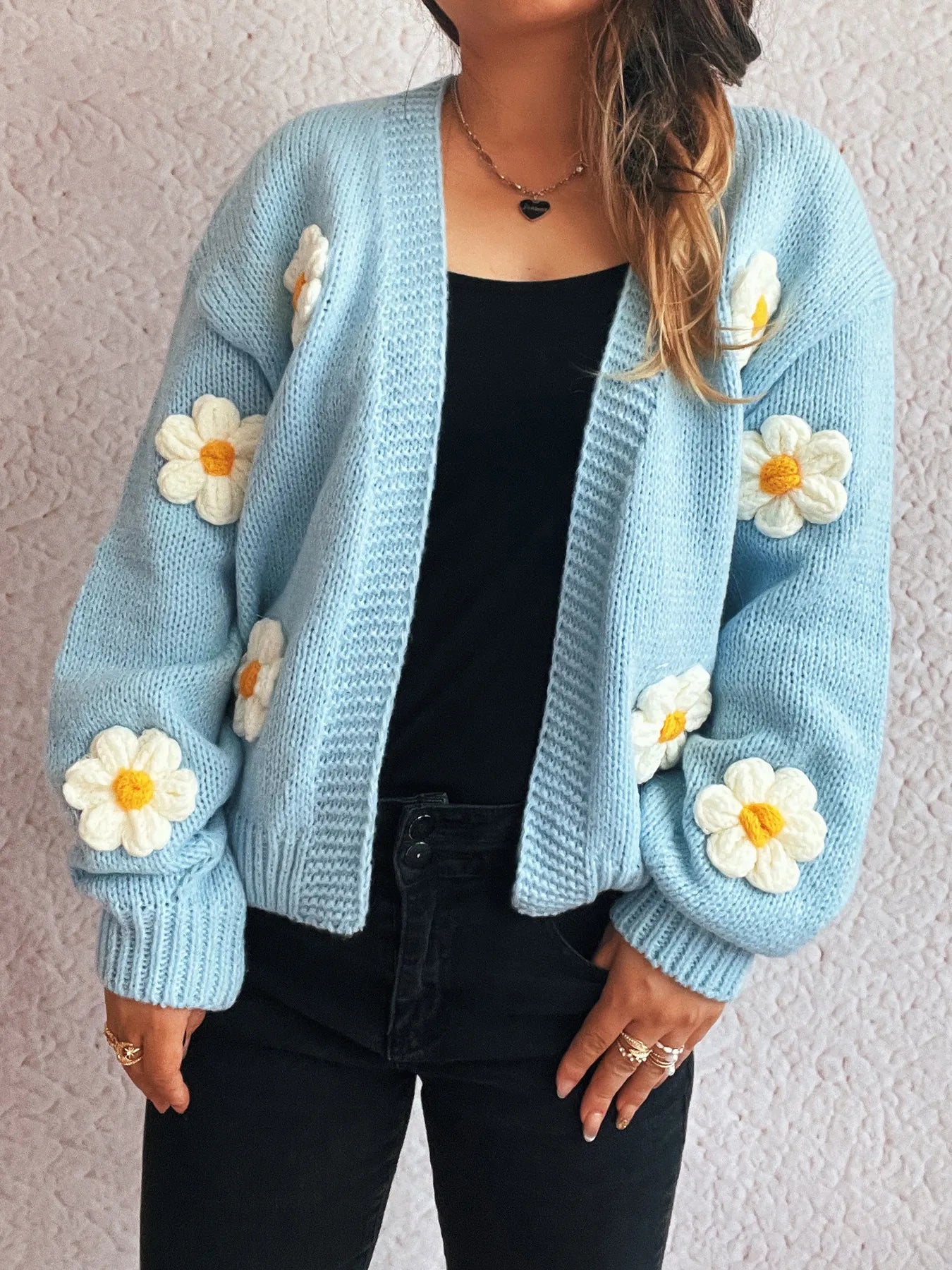 Flower Open Front Long Sleeve Cardigan – Charming Charlie