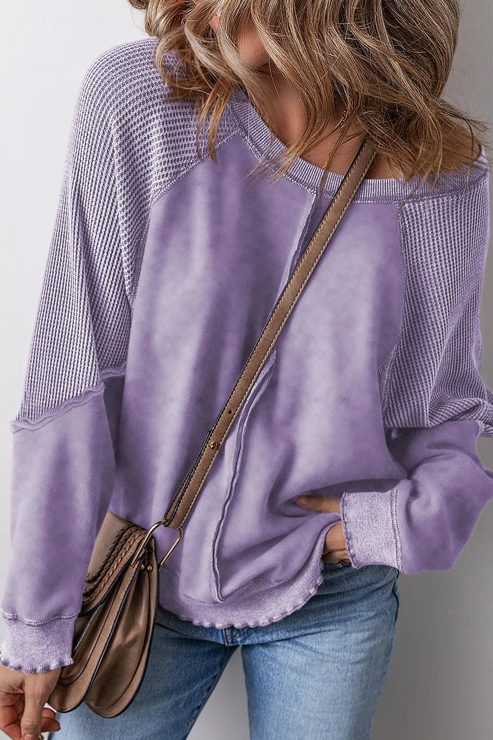 Exposed Seam Long Sleeve Sweatshirt - Charming Charlie