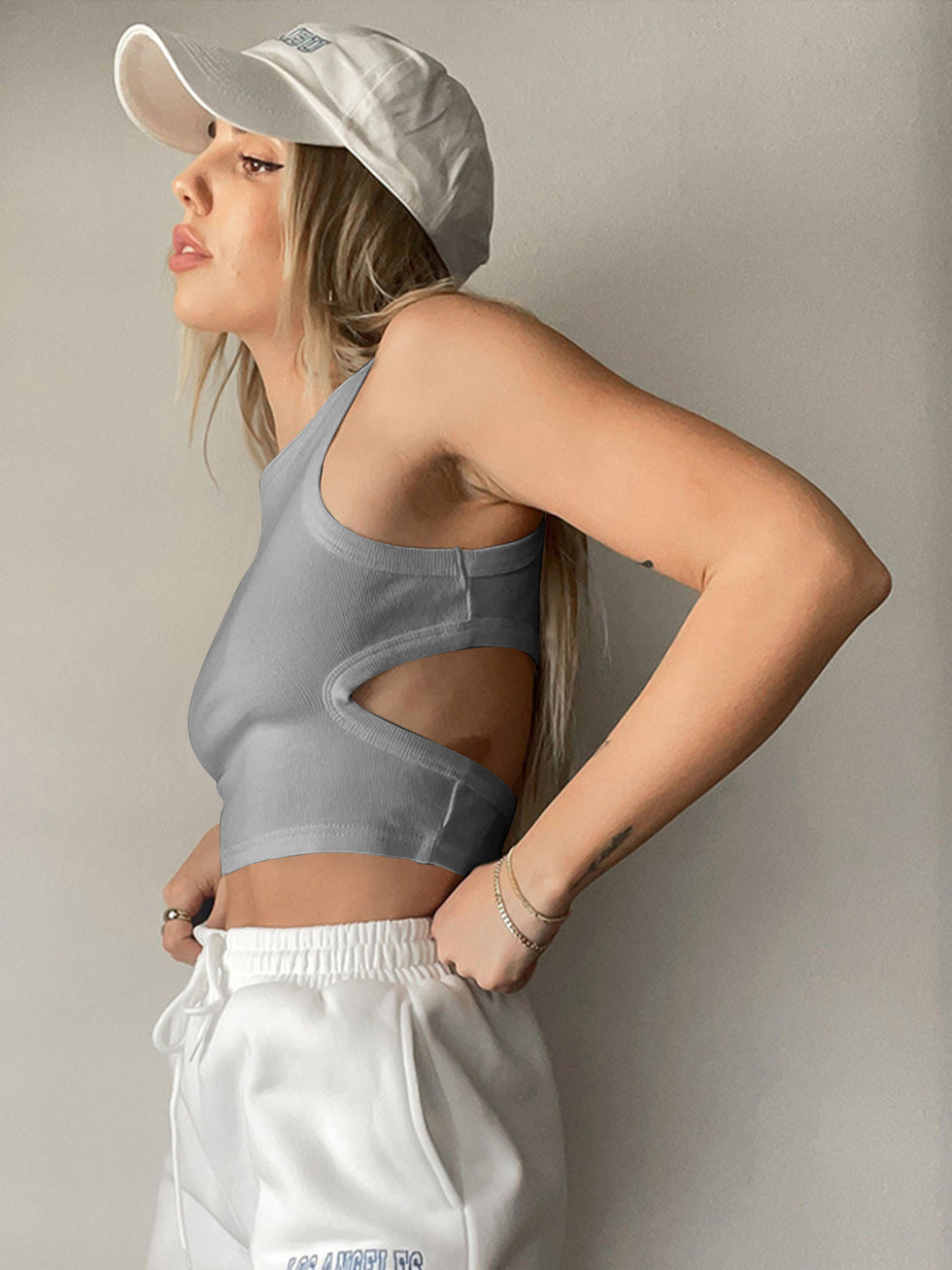 Fringe Hem Round Neck Tank