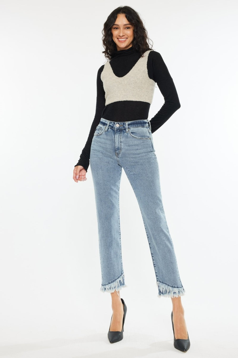 Kancan Raw Hem High Rise Straight Jeans - Charming Charlie