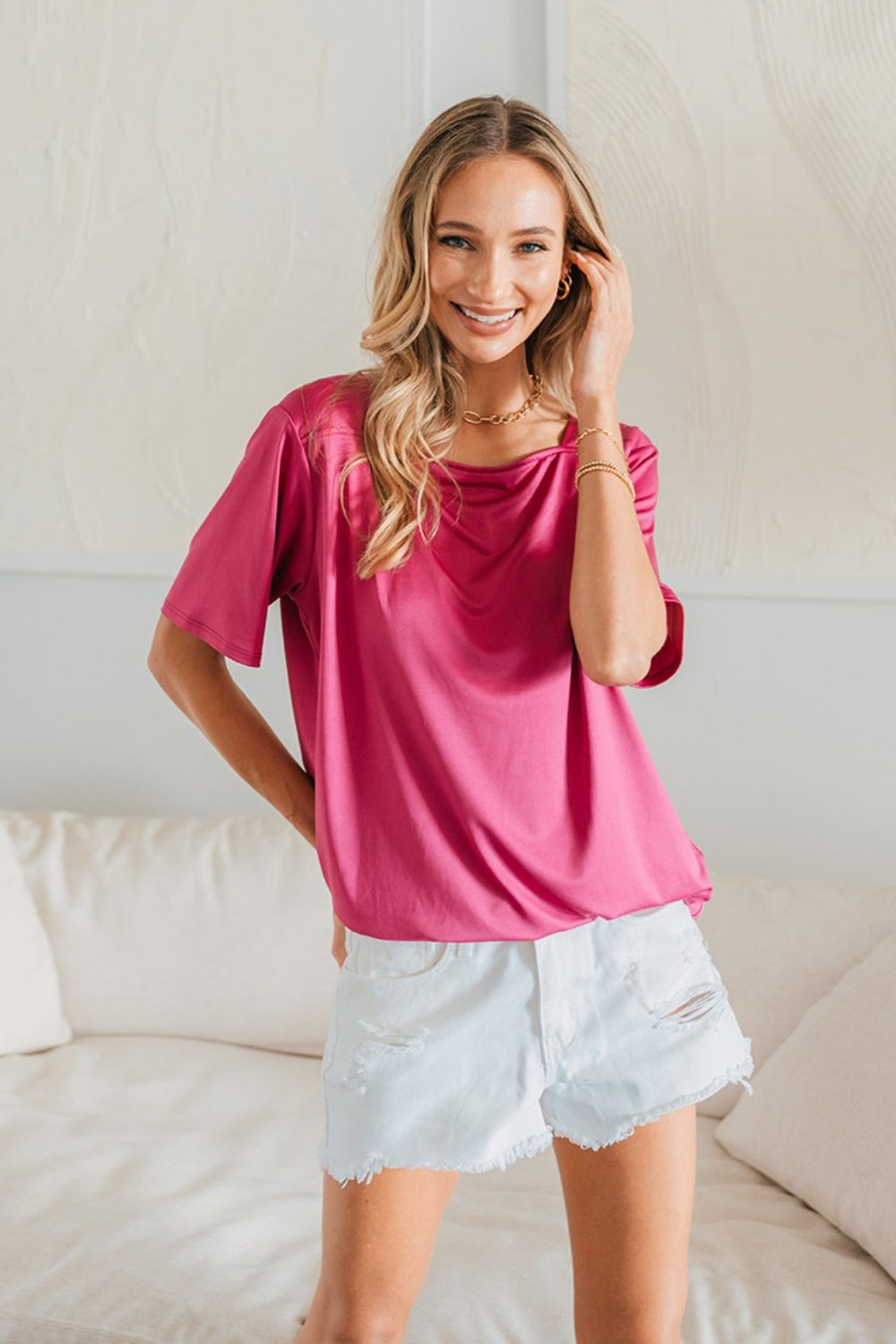 Sew In Love Full Size Square Neck Short Sleeve Top - Charming Charlie