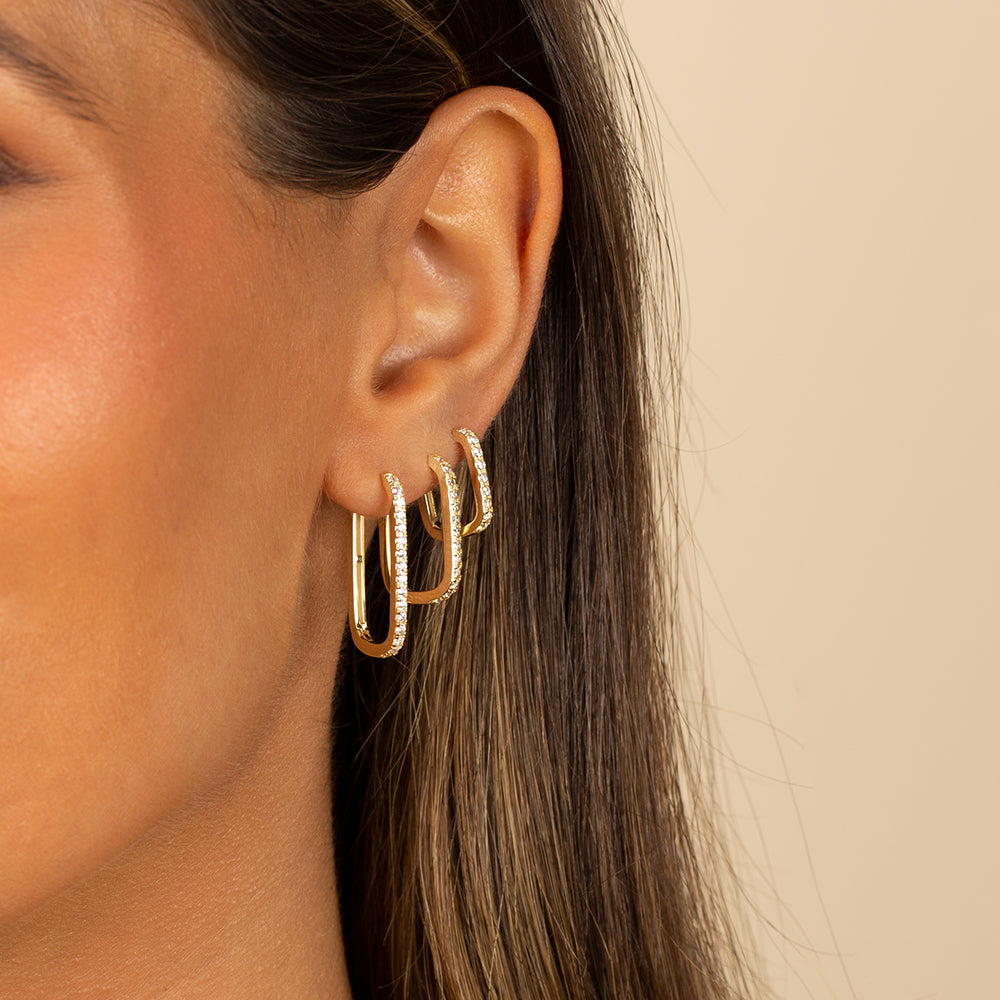  CZ U-Shape Huggie Earring - Adina's Jewels
