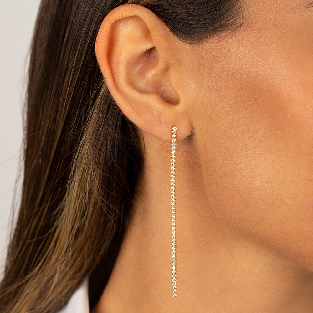 Thin Tennis Drop Stud Earring - Adina's Jewels