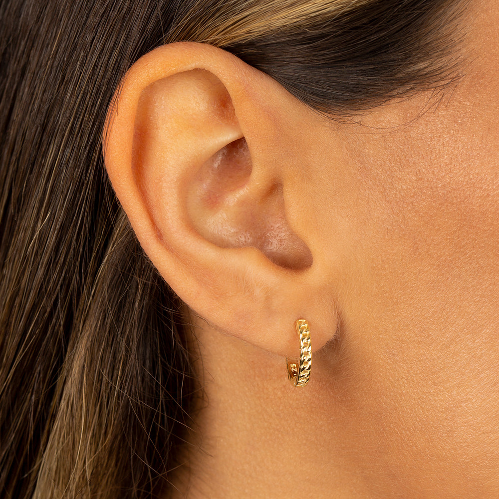  Mini Solid Cuban Chain Huggie Earring - Adina's Jewels
