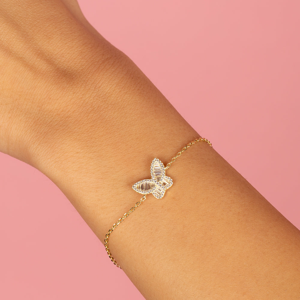  Pavé X Baguette Butterfly Bracelet - Adina's Jewels