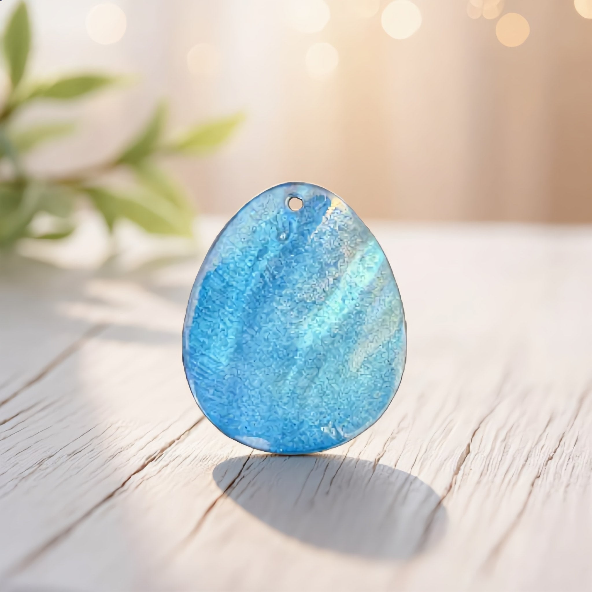 Ocean Wave Blue Resin Oval Pendant - Charming Charlie