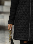 Texture Zip Up Long Sleeve Hooded Coat - Charming Charlie