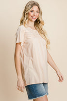 Cotton Bleu by Nu Label Eyelet Round Neck Short Sleeve T-Shirt - Charming Charlie
