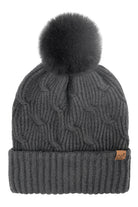 Black C.C Chain Link Knitted Pom Beanie