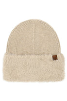 Beige C.C Fur Cuff Beanie
