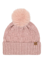 Rose C.C Weaving Texture Knit Pom Beanie