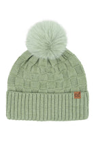 Sage C.C Weaving Texture Knit Pom Beanie