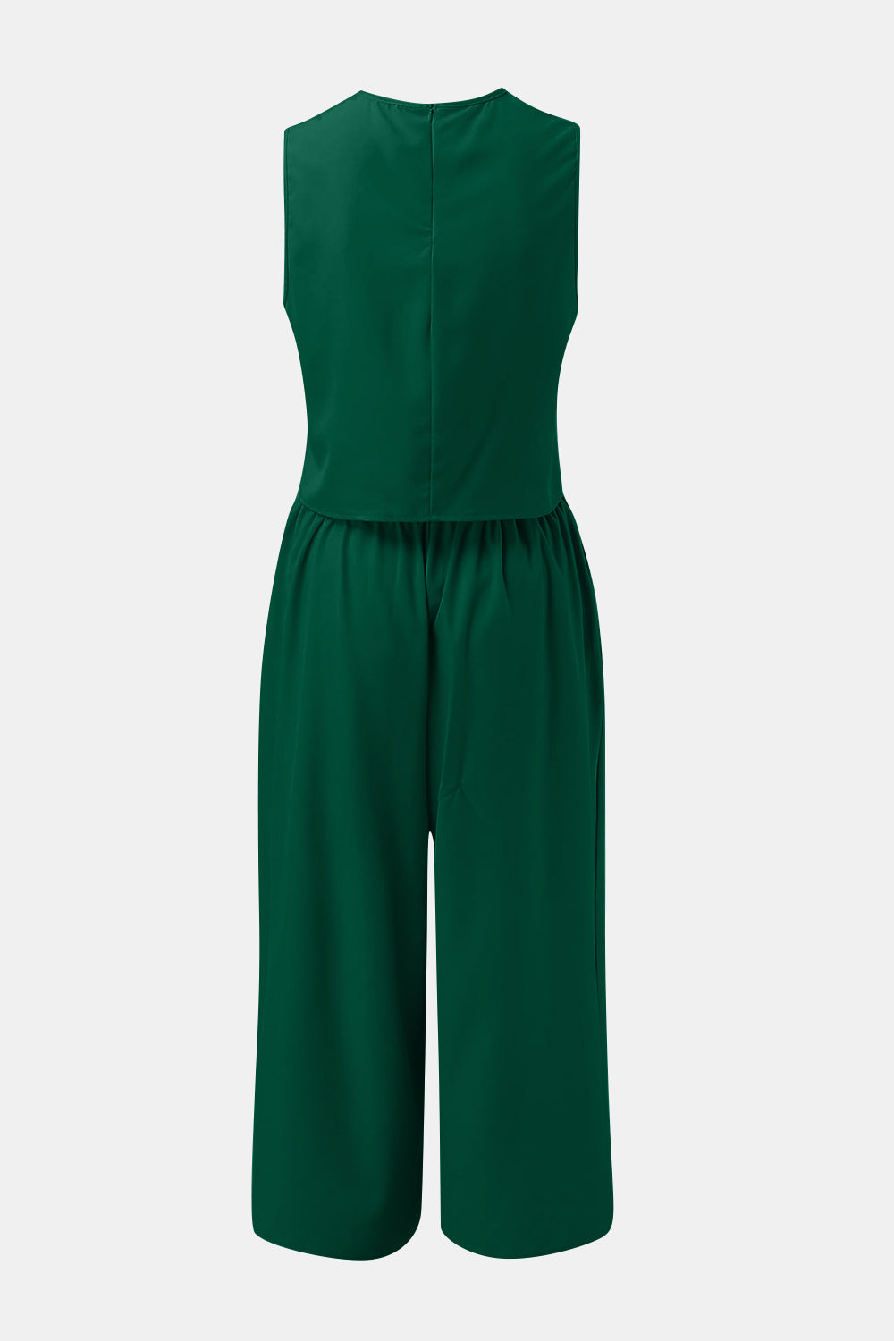Round Neck Top and Wide Leg Pants Set - Charming Charlie