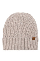Taupe C.C Chain Link Cable Cuff Beanie