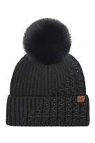 Black C.C Cable Pom With Pearl Embellishments Beanie