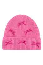 Pink C.C Mini Velvet Bow Cuff Beanie