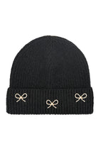 Black C.C Pearl Bow Charm Cuff Beanie