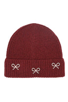Burgundy C.C Pearl Bow Charm Cuff Beanie