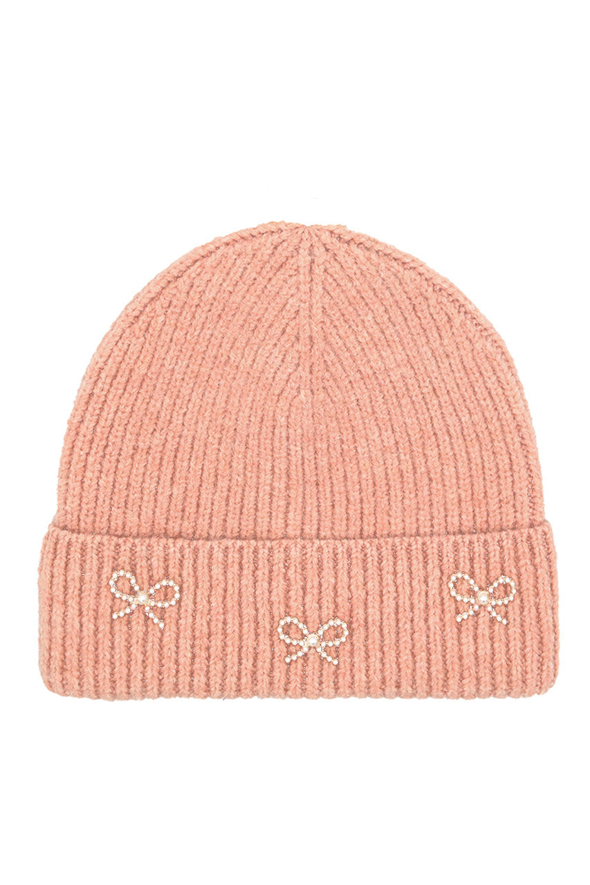 Rose C.C Pearl Bow Charm Cuff Beanie