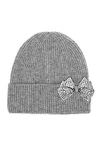 Gray C.C Rhinestone Bow Cuff Beanie
