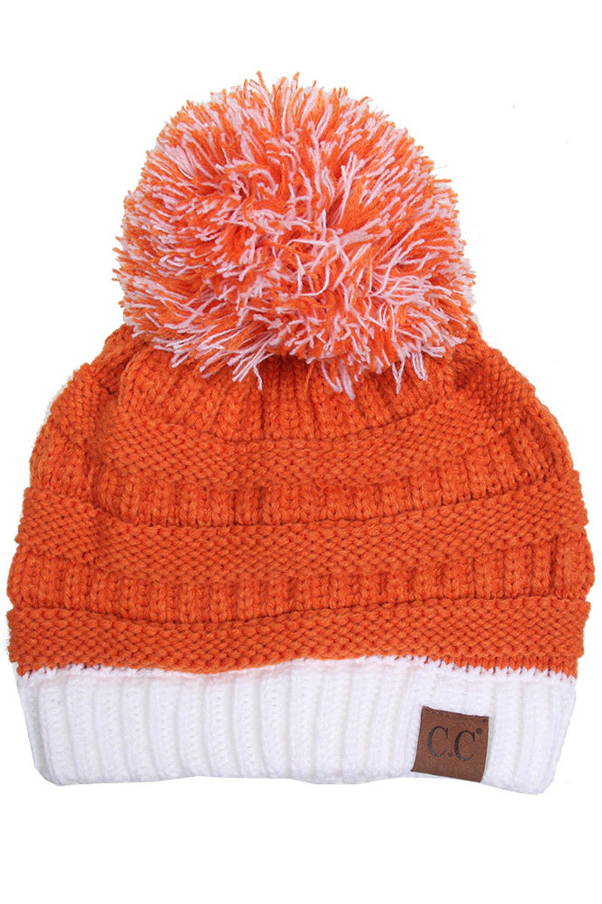 Dark Orange/White C.C College Color Beanie