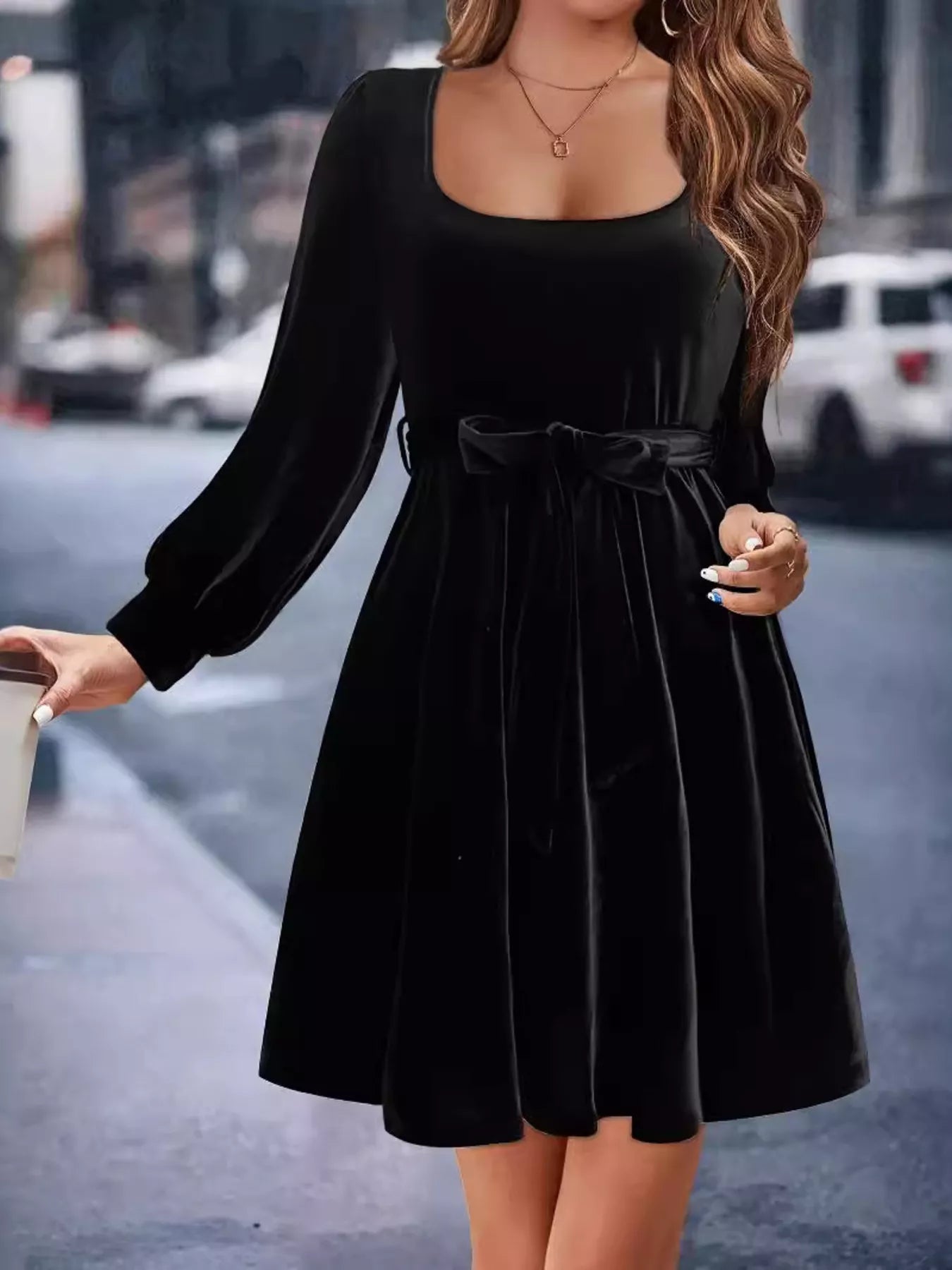 Velvet Long Sleeve A-Line Dress – Charming Charlie
