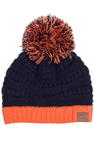 Navy/Orange C.C College Color Beanie