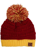 Maroon/Gold C.C College Color Beanie