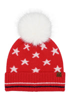 Red C.C All Over Star and Stripe American Flag Pom Beanie