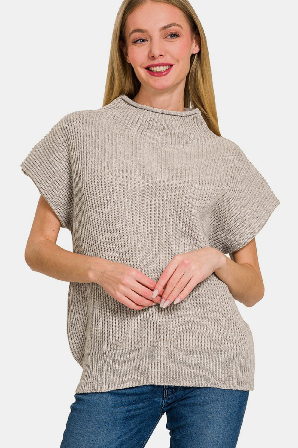 Zenana Short Sleeve Mock Neck Sweater – Charming Charlie