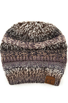 Black/Gray Multi Color Cable Knit Beanie