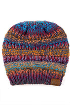 Mustard Multi Color Cable Knit Beanie