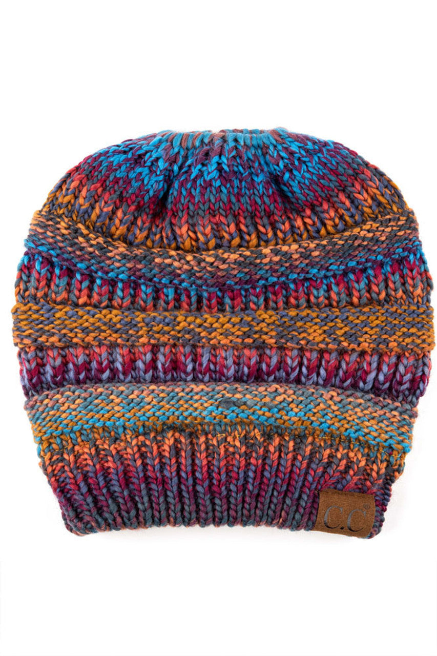 Mustard Multi Color Cable Knit Beanie
