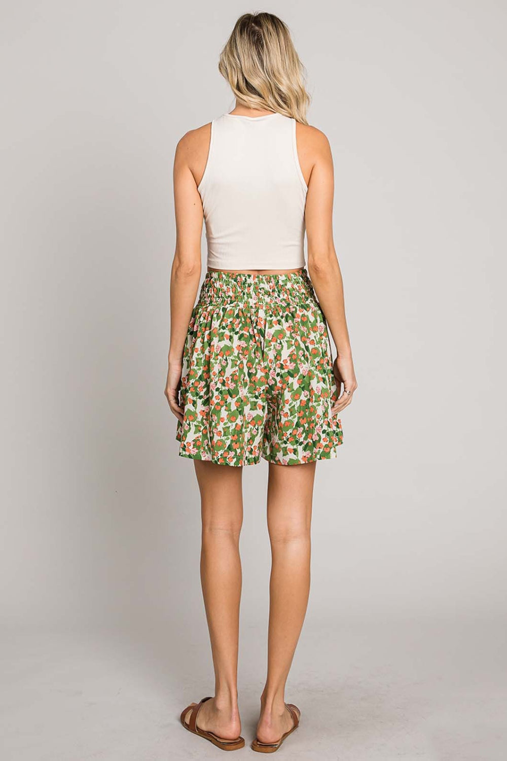 Cotton Bleu by Nu Label Floral Printed Smocked Waist Skorts - Charming Charlie