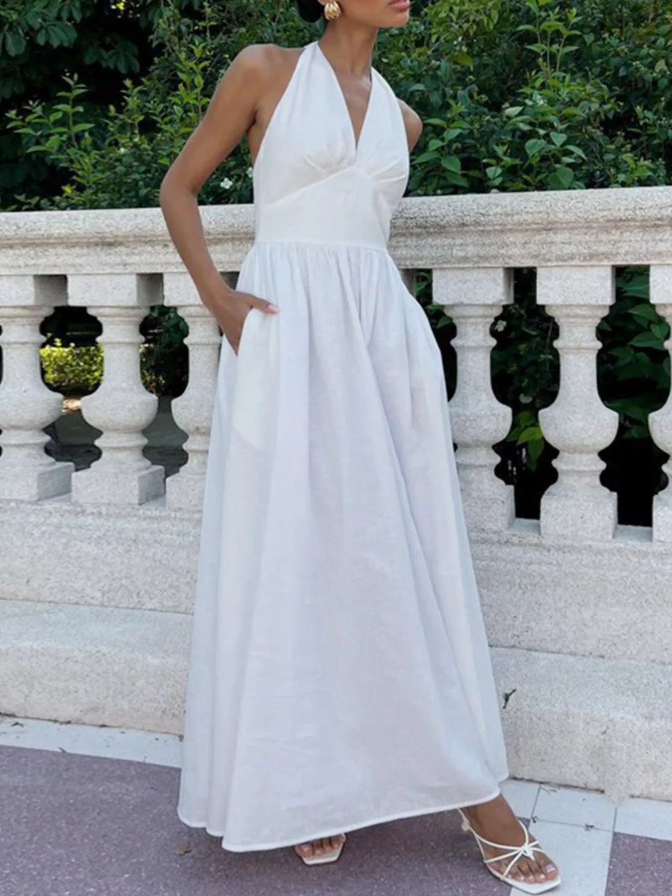 strapless open back dress Gold Mermaid Satin Prom Dresses Halter Neck Evening Dress FD2682 Custom Colors / US12 main image 0