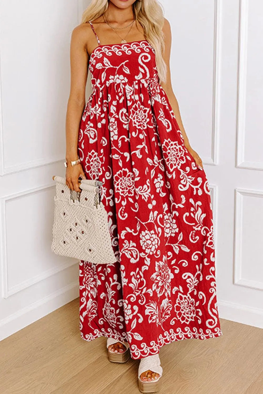 Floral Printed Spaghetti Strap Empire Waist Maxi Dress Charming Charlie Floral Printed Spaghetti Strap Empire Waist Maxi Dress Charming Charlie