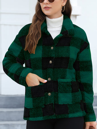 Button Up Dropped Shoulder Jacket