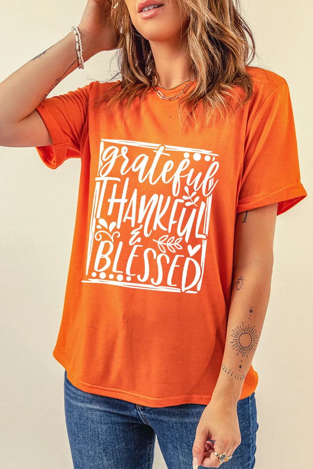 Letter Graphic Round Neck Short Sleeve T-Shirt - Charming Charlie