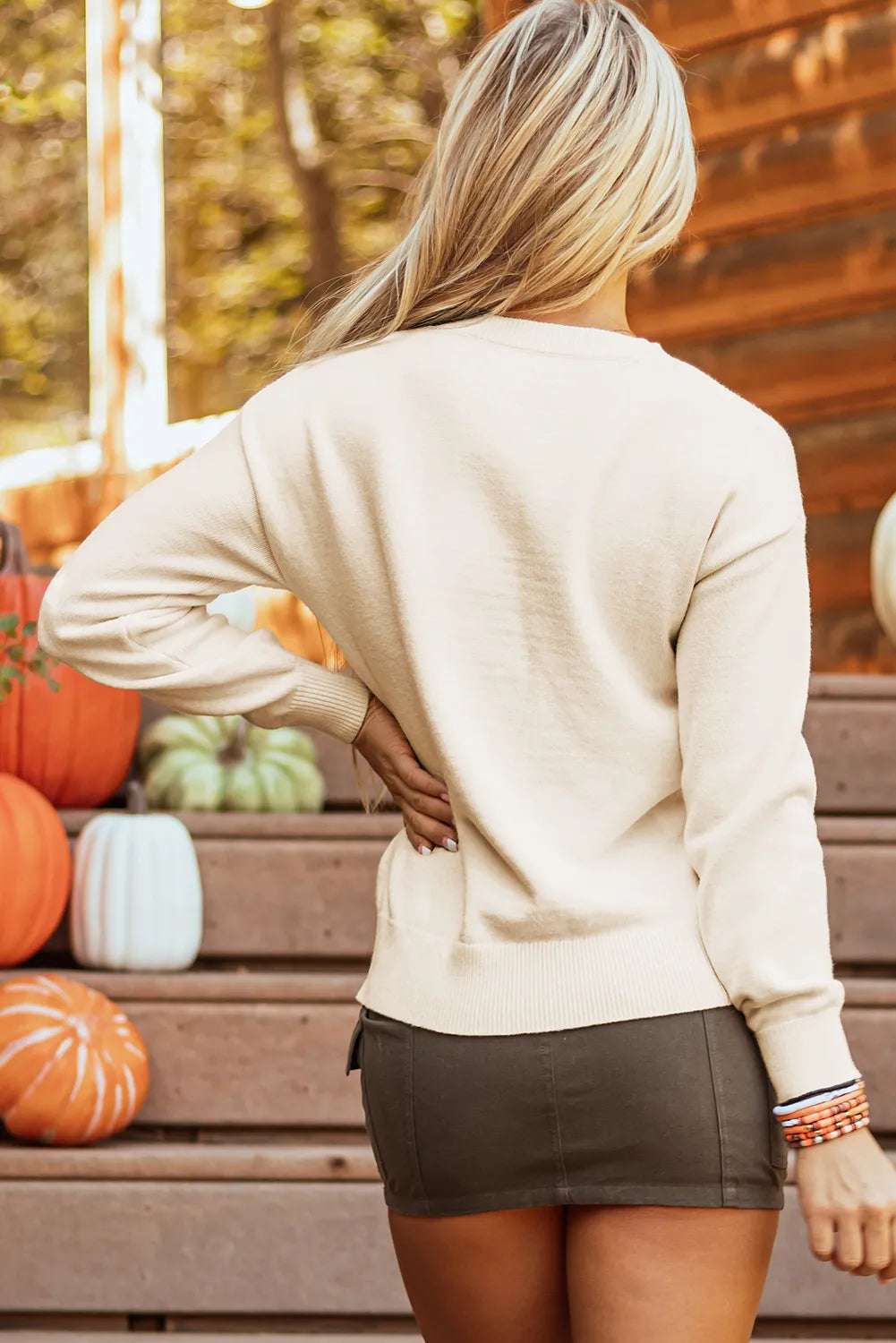 BOO Round Neck Long Sleeve Sweater - Charming Charlie