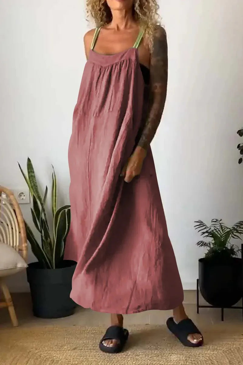 Full Size Ruched Cami Maxi Dress with Pockets Plus Size – Charming Charlie