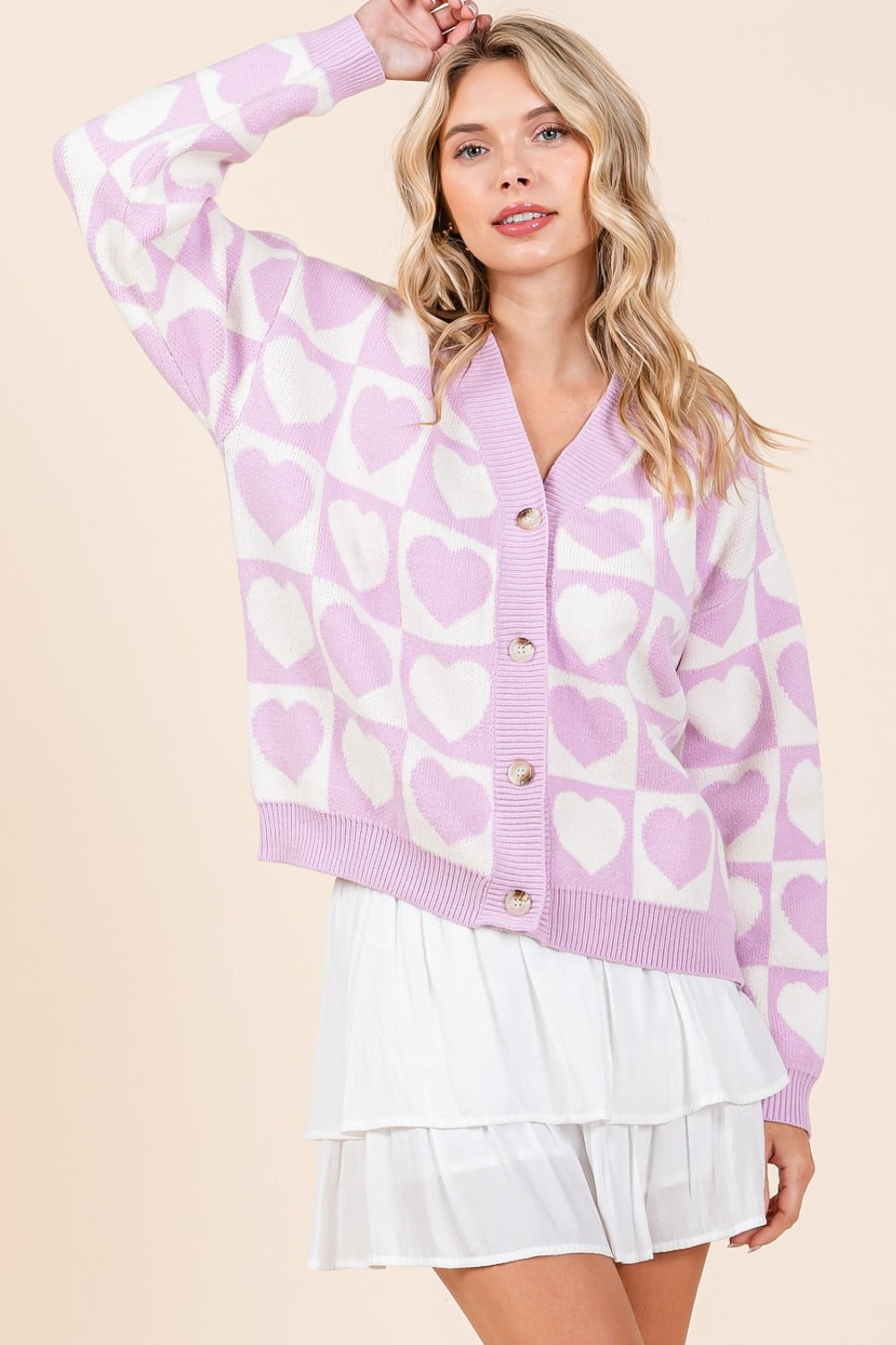 Mittoshop Checkered Heart Button Down Cardigan – Charming Charlie