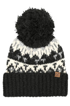 Black C.C Geometric Pattern Yarn Pom Beanie