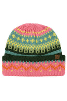 Pink C.C Colorful Pattern Fair Isle Beanie