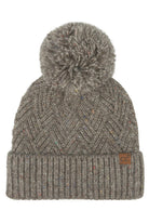 Brown C.C Criss-Cross Pattern Yarn Pom Beanie