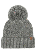 Charcoal C.C Criss-Cross Pattern Yarn Pom Beanie